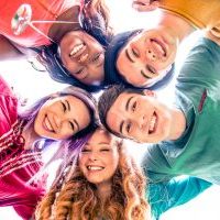 Group of friends bonding and having fun outdoors